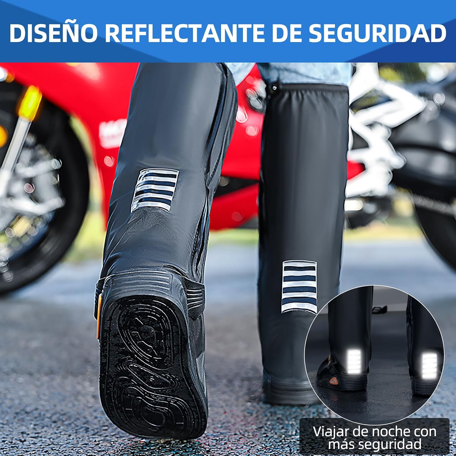 Cubiertas De Zapatos Impermeable, Reutilizable Protector De Zapatos con Tira Reflectante y Cremalleras, Protector De Zap