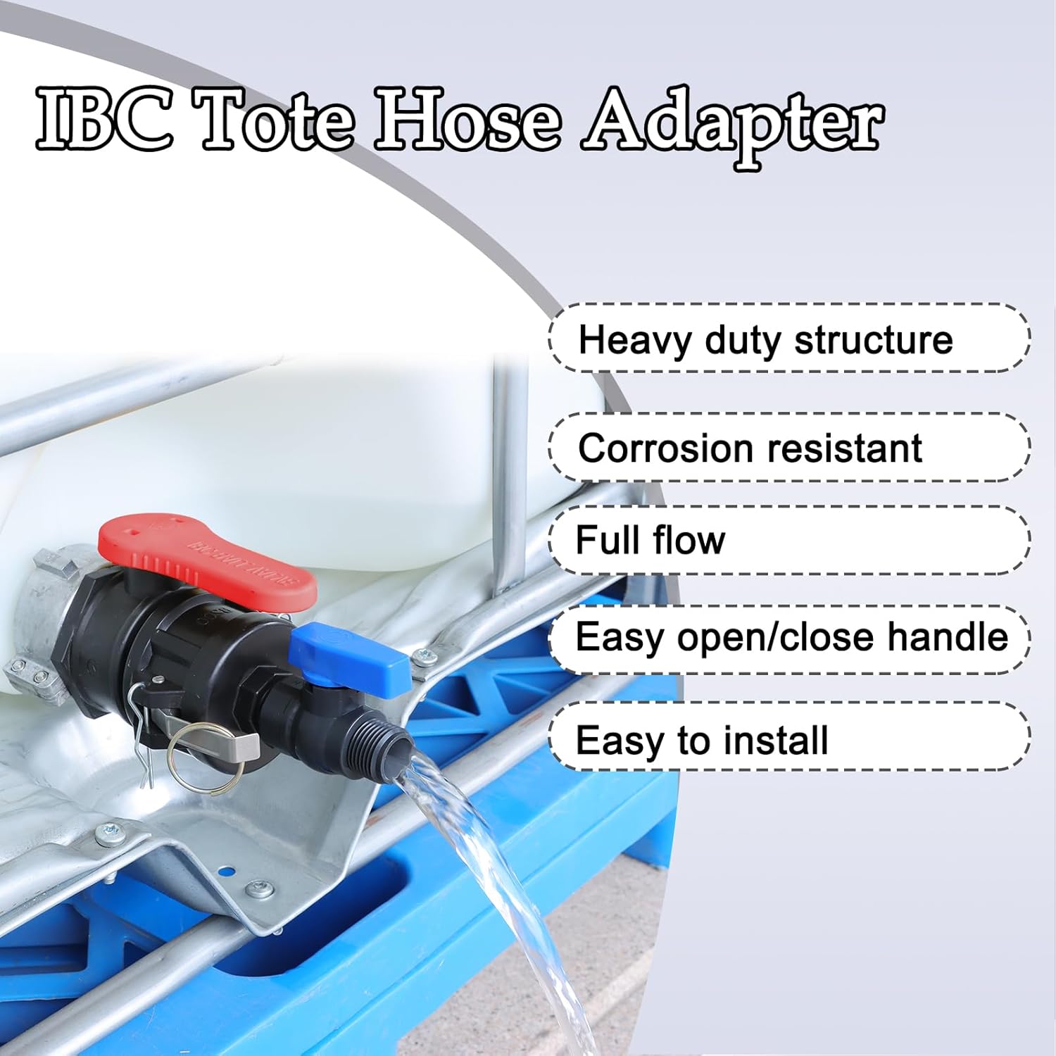 Adaptador de Manguera para Contenedor IBC, Adaptador Cam Lock de 2" para Tanque Contenedor IBC de 275-330 Galones con Co