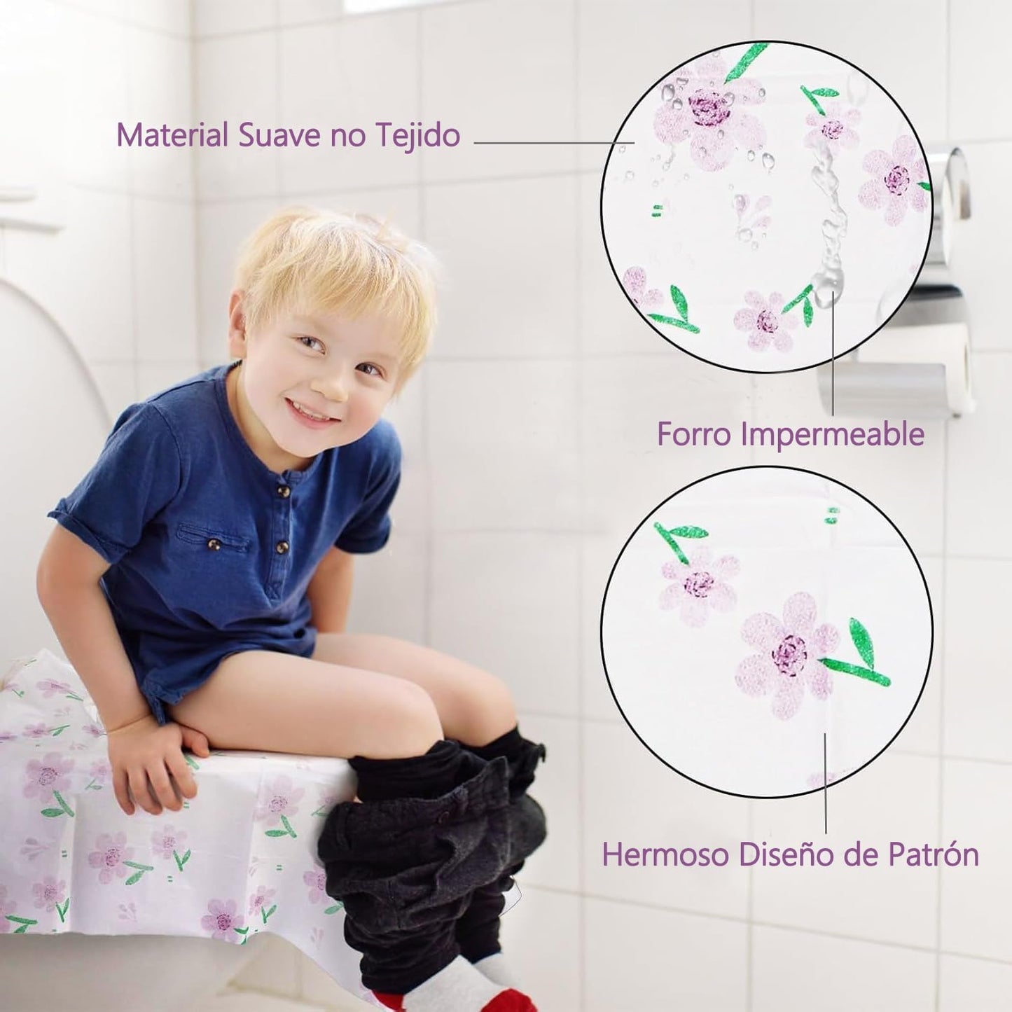 50 Piezas Tapas de Inodoro Desechables, Fundas de Toilet Seat Cover Desechables, Más Grande, para Viajes, Más Grueso e I