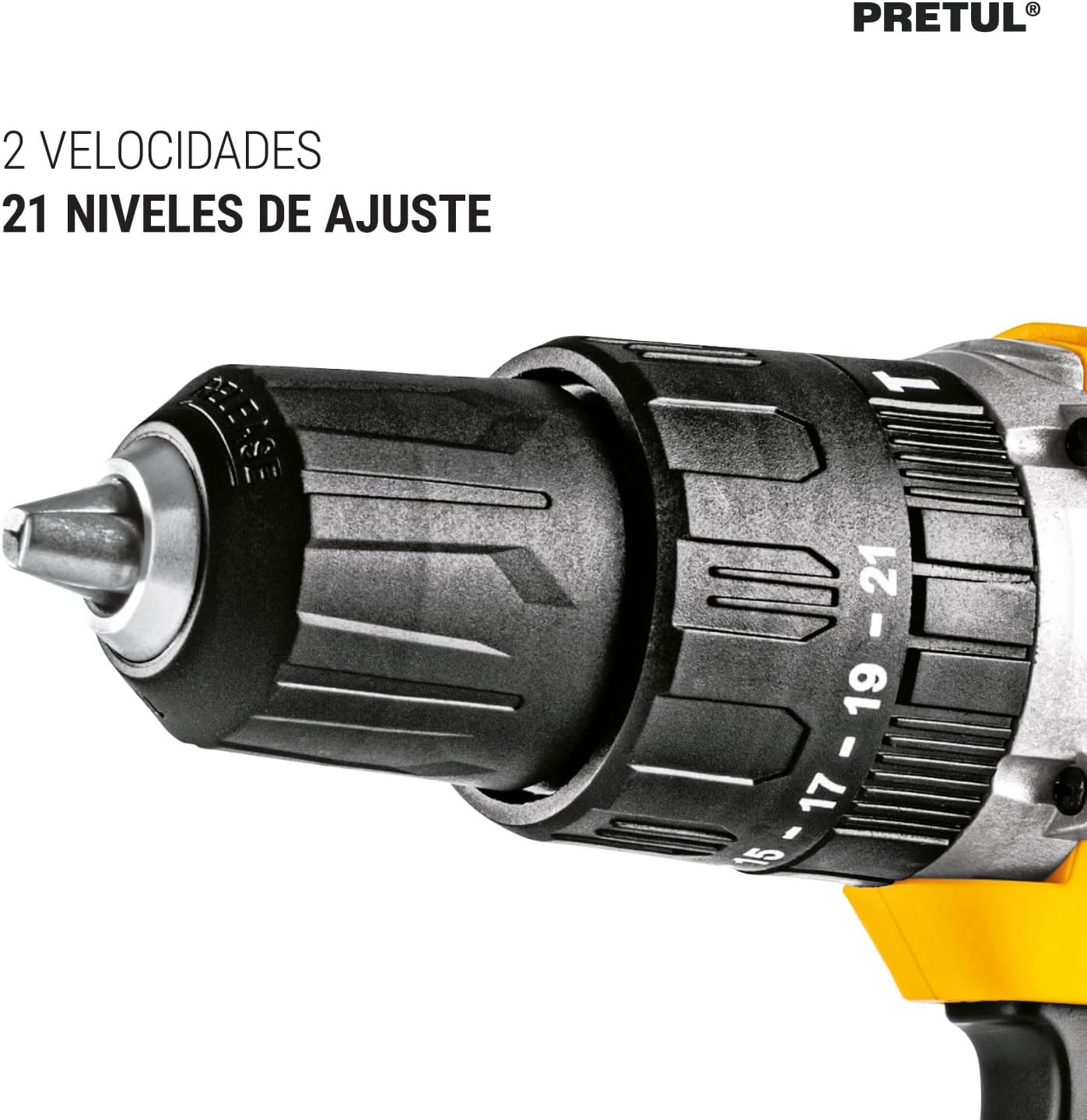 PRETUL ROTI-20P2K, Kit rotomartillo/destornillador 1/2", 20V con 32 accesorios