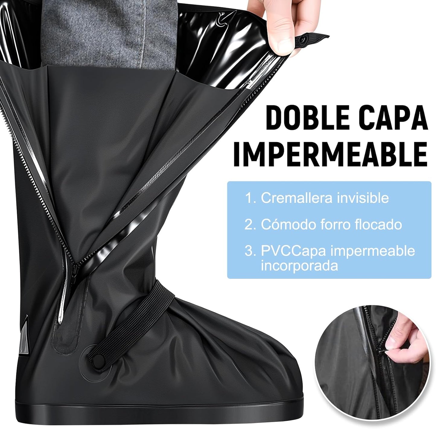 TOPONE Botas para Lluvia, Protector de Zapatos Impermeable para Hombre y Mujer, Cubrebotas con Tira Reflectante y Cremal
