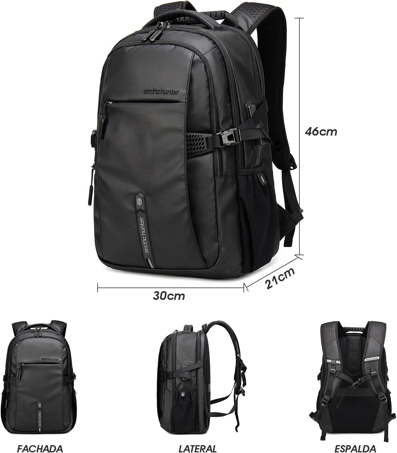 Mochila para Laptop, ARCTIC HUNTER AH Mochila Antirrobo Impermeable con Puerto de Carga USB, Mochila de Negocios con Múl