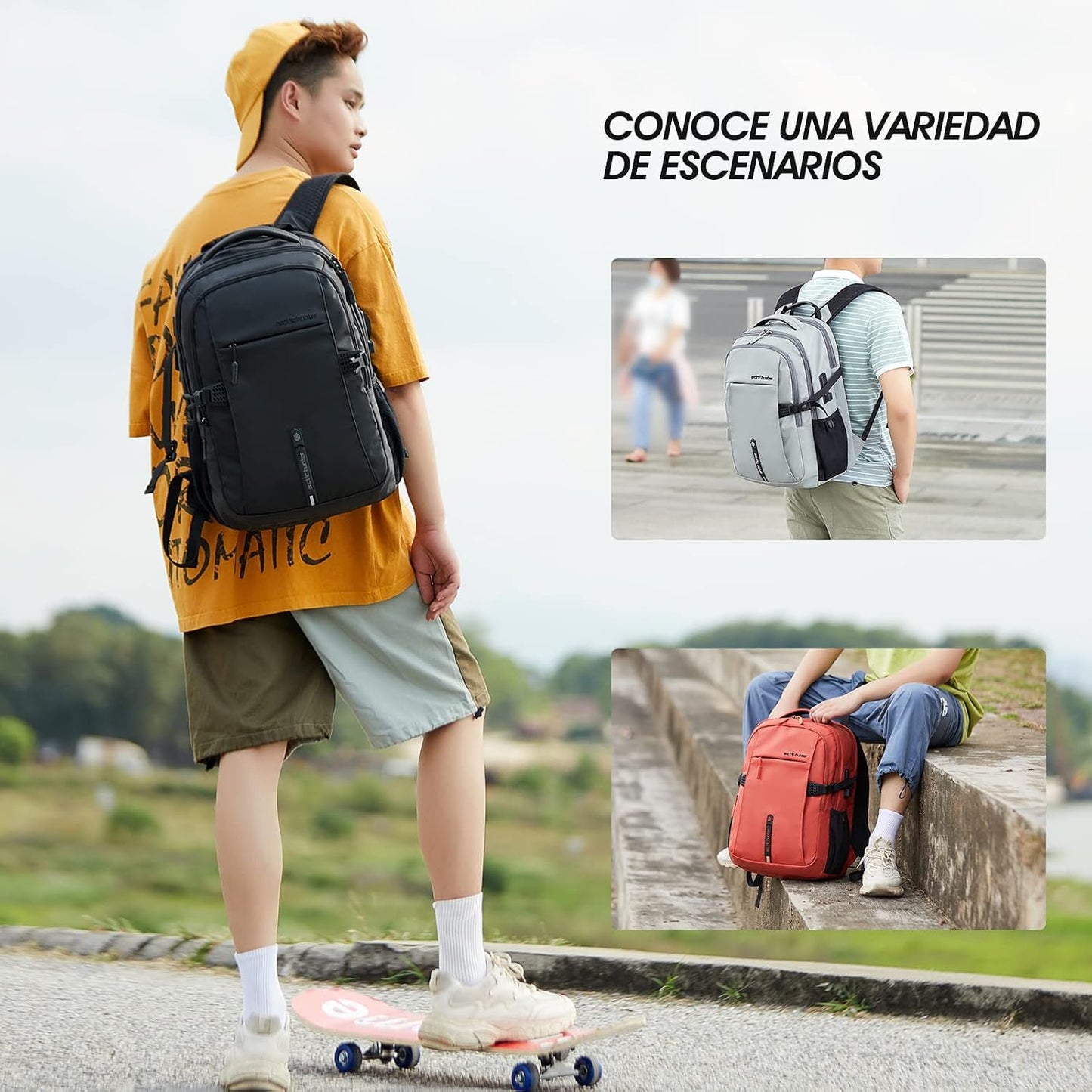 Mochila para Laptop, ARCTIC HUNTER AH Mochila Antirrobo Impermeable con Puerto de Carga USB, Mochila de Negocios con Múl