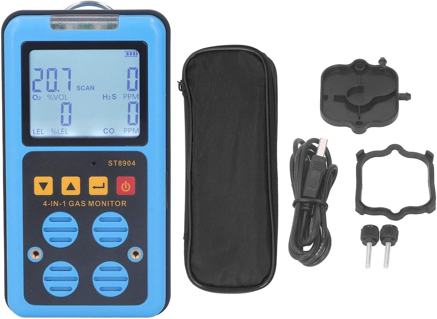 Yunseity Detector de Gas, 4 en 1 CO H2S O2 LEL Monitor de Gas Medidor Analizador con 3 Modos de Alarma Alarma de Vibraci