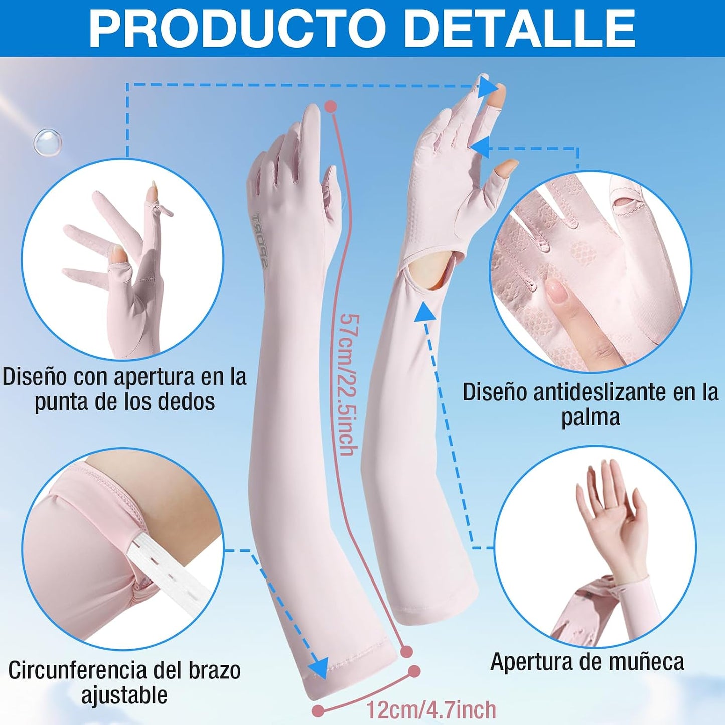 Mangas para Brazos UV, 1 Par Mangas de Protección UV, UPF50+ Protección Larga Brazo para Mujer y Hombres, Guantes Fresco