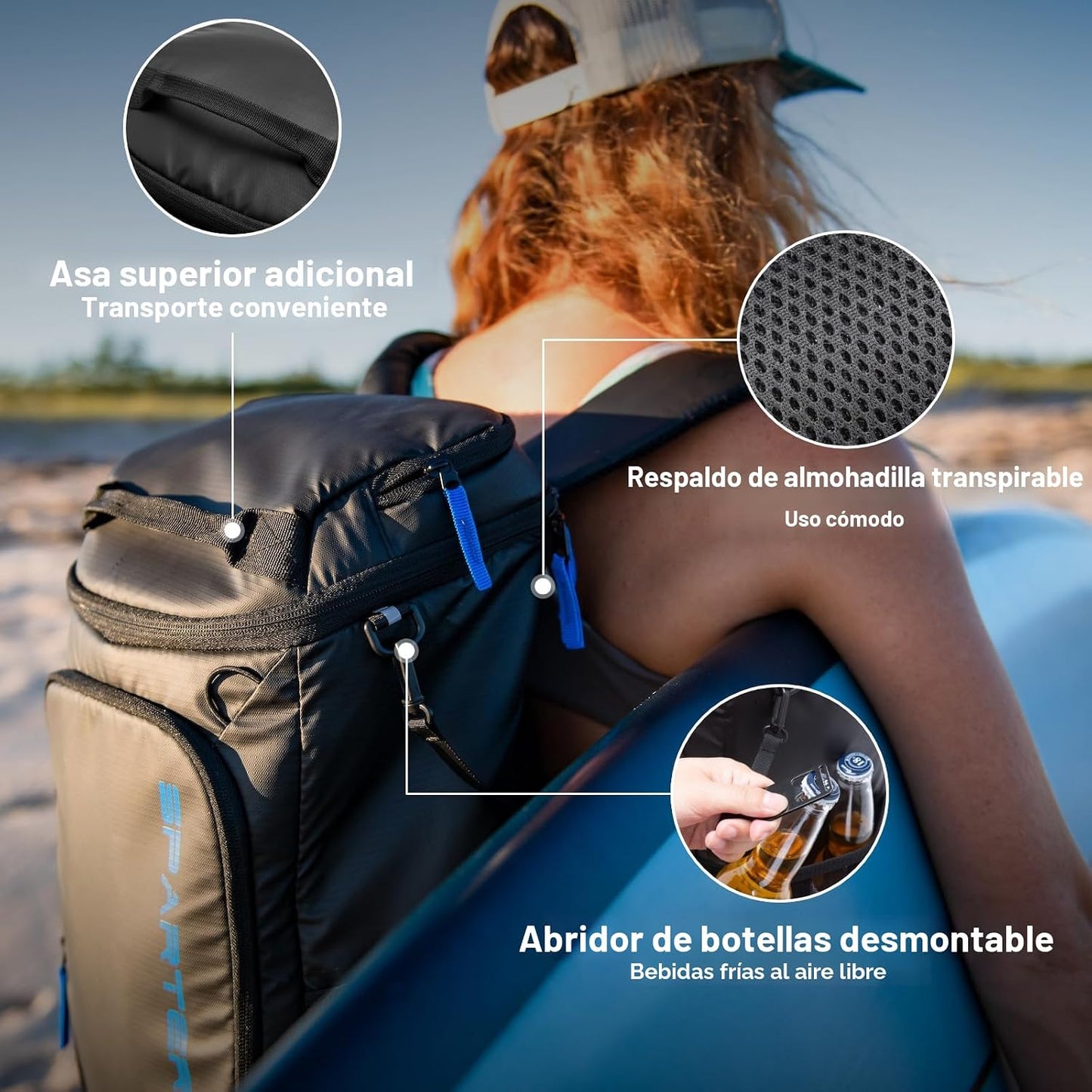 SPARTER - Mochila enfriadora aislada a prueba de fugas para 33/49 latas, bolsa térmica con 2 compartimentos aislados, mo