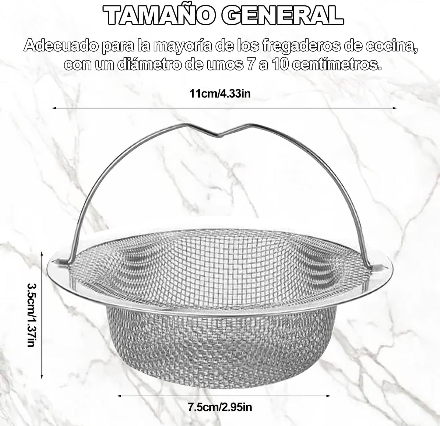 CHENEYMX 2 Piezas Coladores De Drenaje Coladera Malla con Manejar Filtro para Fregadero 4.5 Pulgadas De Diámetro Antiobs