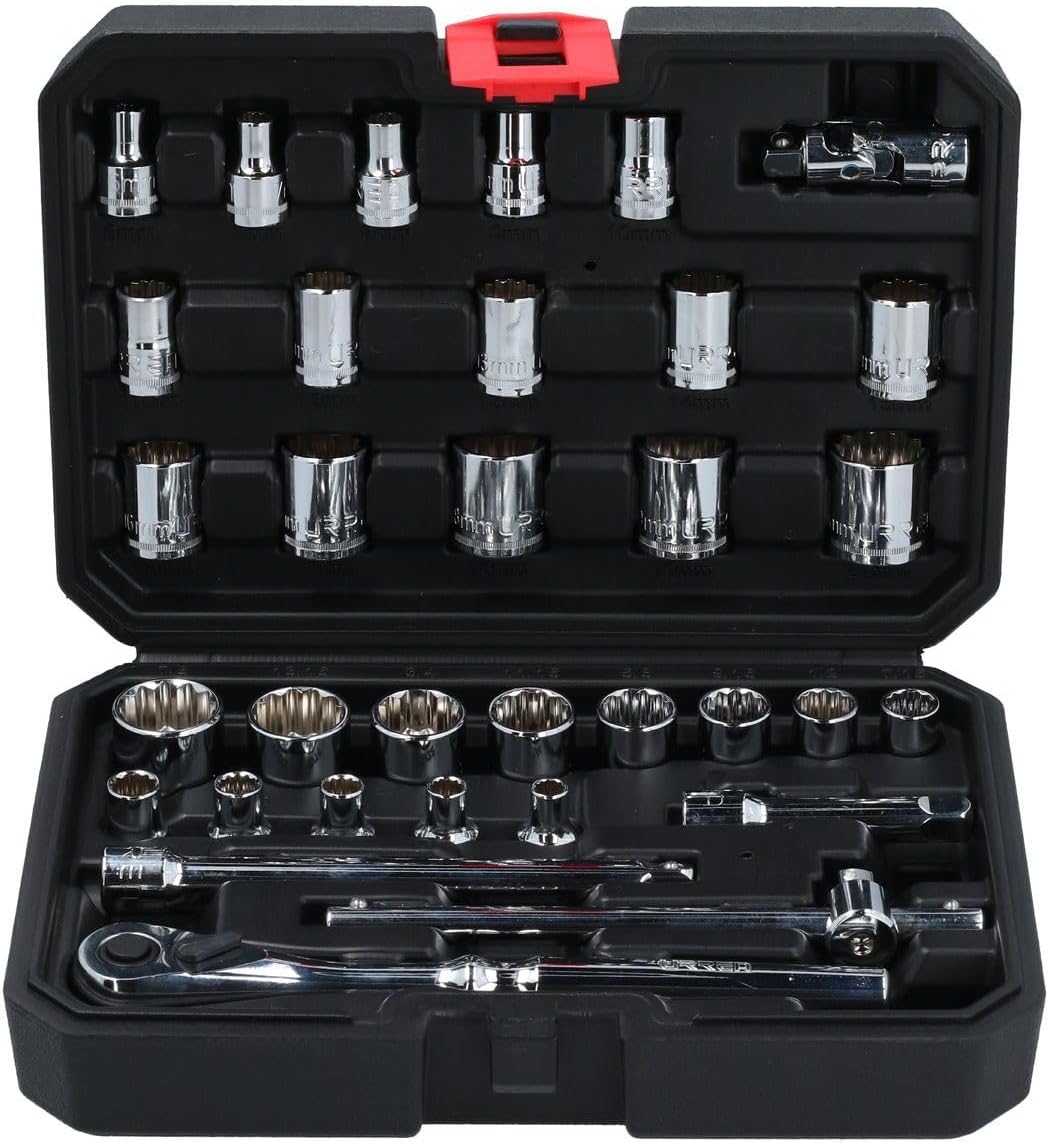 Urrea Herramientas 5200CB Urrea Juego de dados y accesorios 3/8" de 33 piezas en estuche plástico, color, pack of/paquet