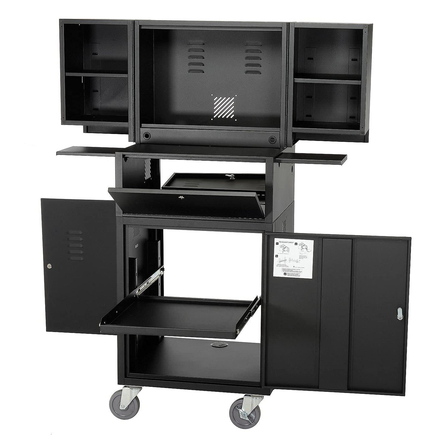 Global Industrial - Gabinete de seguridad para computadora, móvil, ruedas giratorias de 5 pulgadas (2 bloqueos), constru