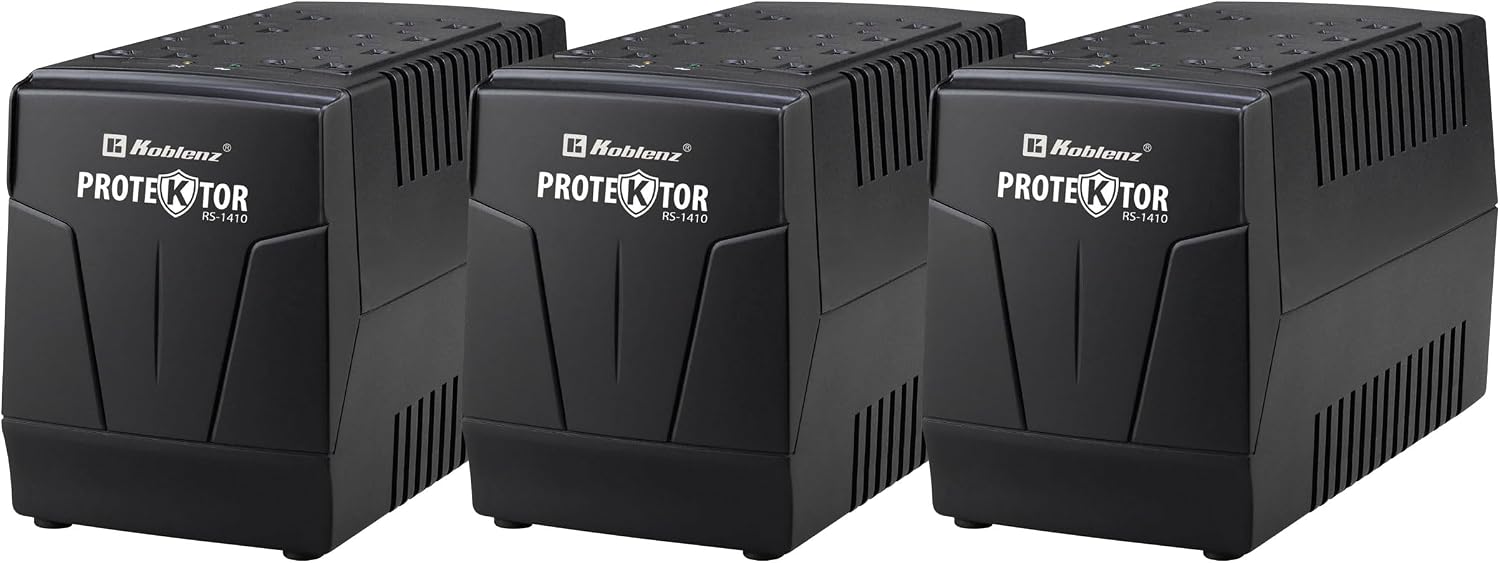 PSA COMPUTO Y PAPELERIA Kit de 3 REGULADORES Koblenz RS-1410, 1410 VA / 700 Watts REGULADOS Y ATERRIZADOS, DESC EN Alto 