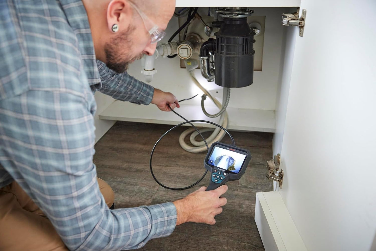 Bosch GIC5-27C Cámara de inspección Profesional de boroscopio con luz LED Ajustable, cámara endoscopio extraíble de 12 p