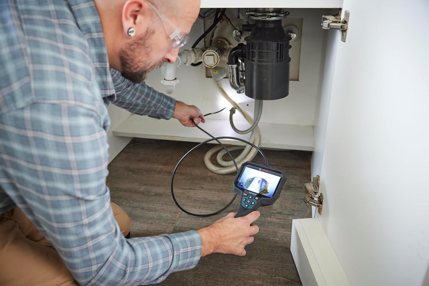 Bosch GIC5-27C Cámara de inspección Profesional de boroscopio con luz LED Ajustable, cámara endoscopio extraíble de 12 p