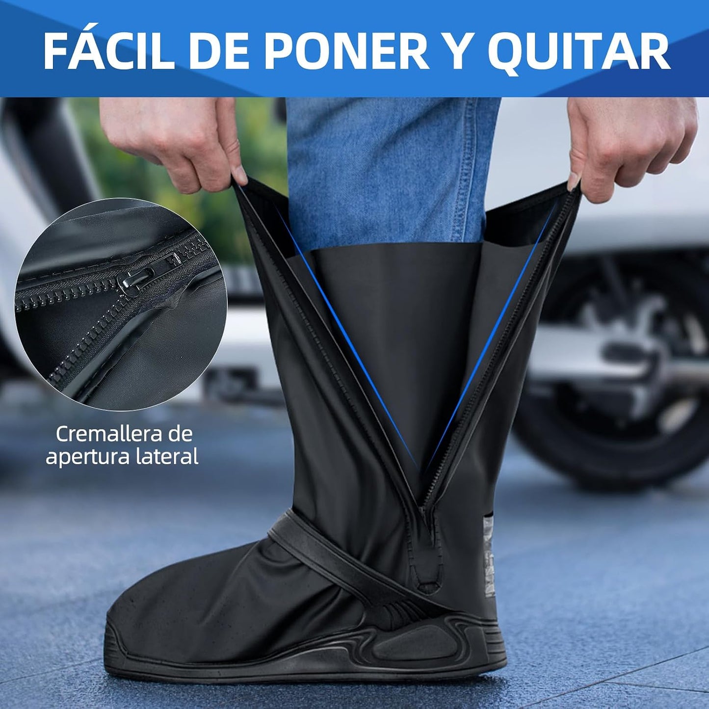 Cubiertas De Zapatos Impermeable, Reutilizable Protector De Zapatos con Tira Reflectante y Cremalleras, Protector De Zap