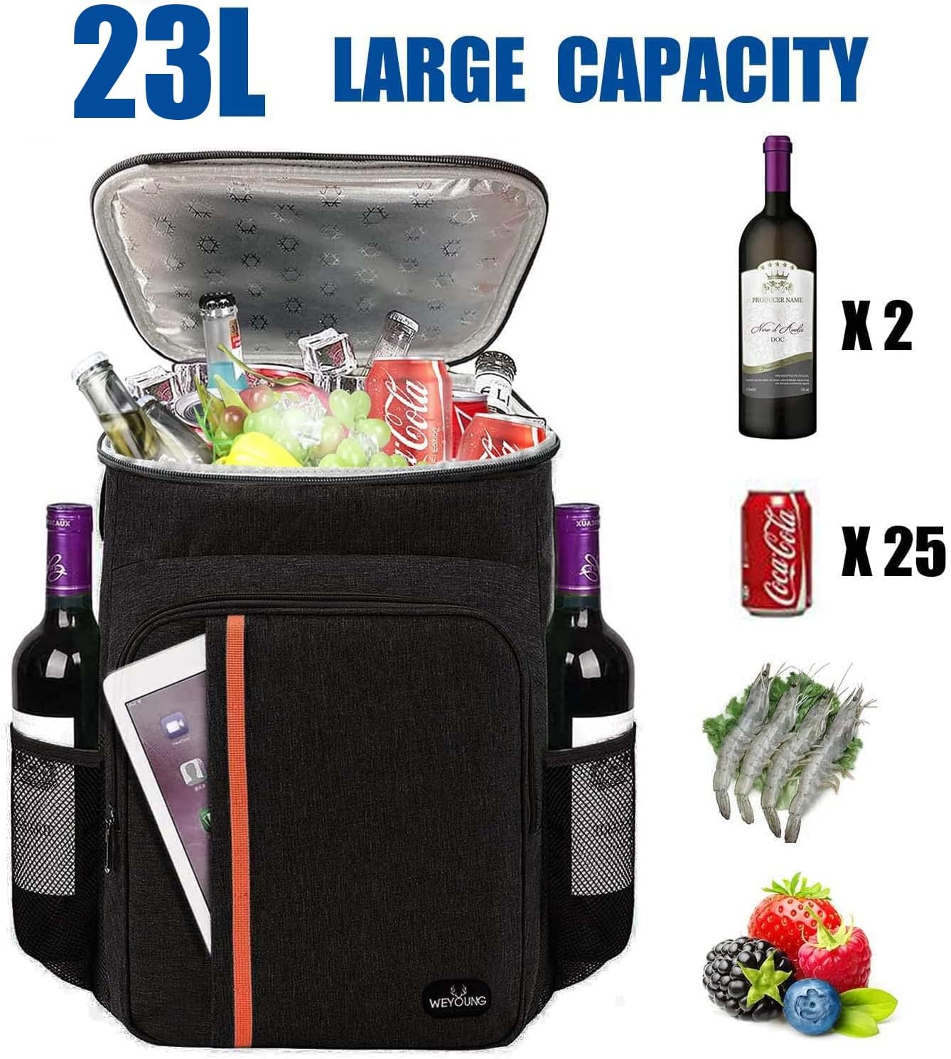 NEWKIBOU Hielera Portatil, Mochila térmica aislada,Hielera Portatil Impermeable y a Prueba de Fugas,Bolsa Térmica Porta 