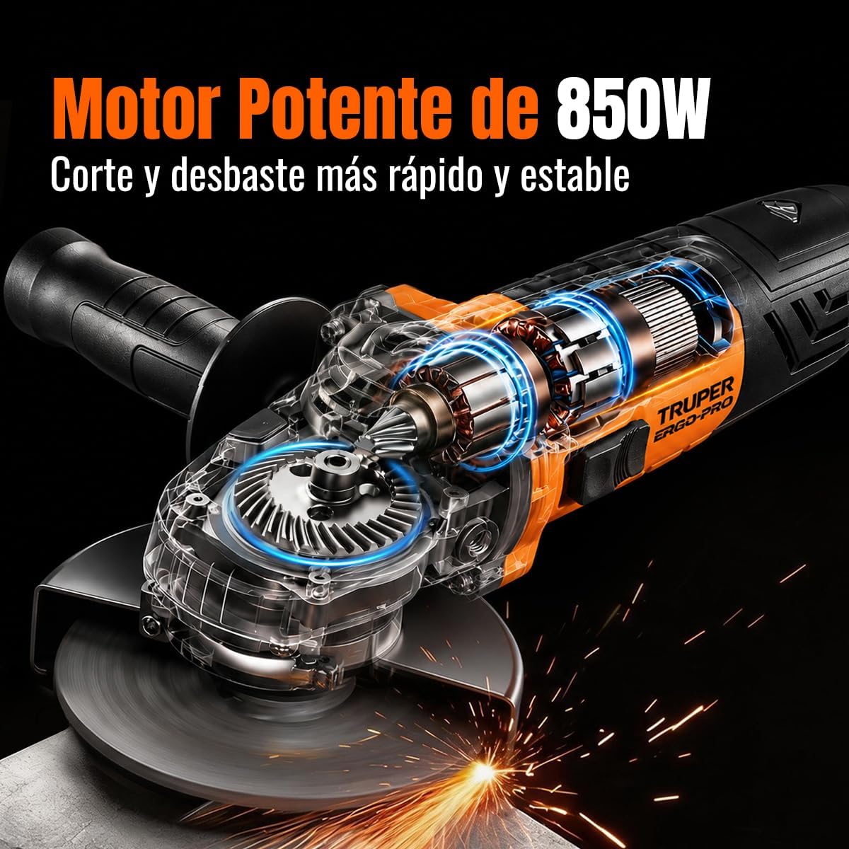Truper ERGO-4580, Esmeriladora angular 4-1/2" 850 W, ERGO-PRO