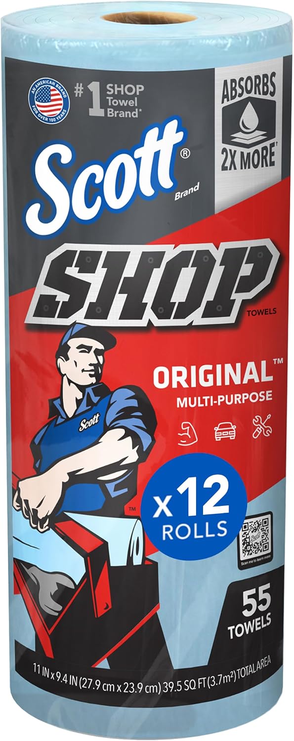 Kimberly-Clark Scott - Toallas para taller, Azul, 12 Rolls
