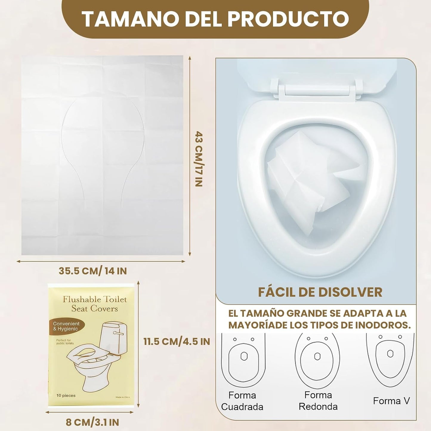 Fundas Desechables para Asiento de Inodoro 150 Pcs, Cubre Asiento Inodoro Desechable de Papel Espeso, Cubre Asiento Inod