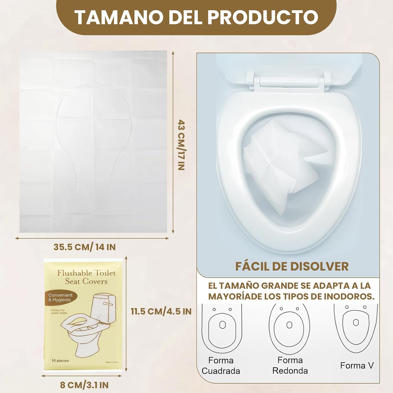 Fundas Desechables para Asiento de Inodoro 150 Pcs, Cubre Asiento Inodoro Desechable de Papel Espeso, Cubre Asiento Inod