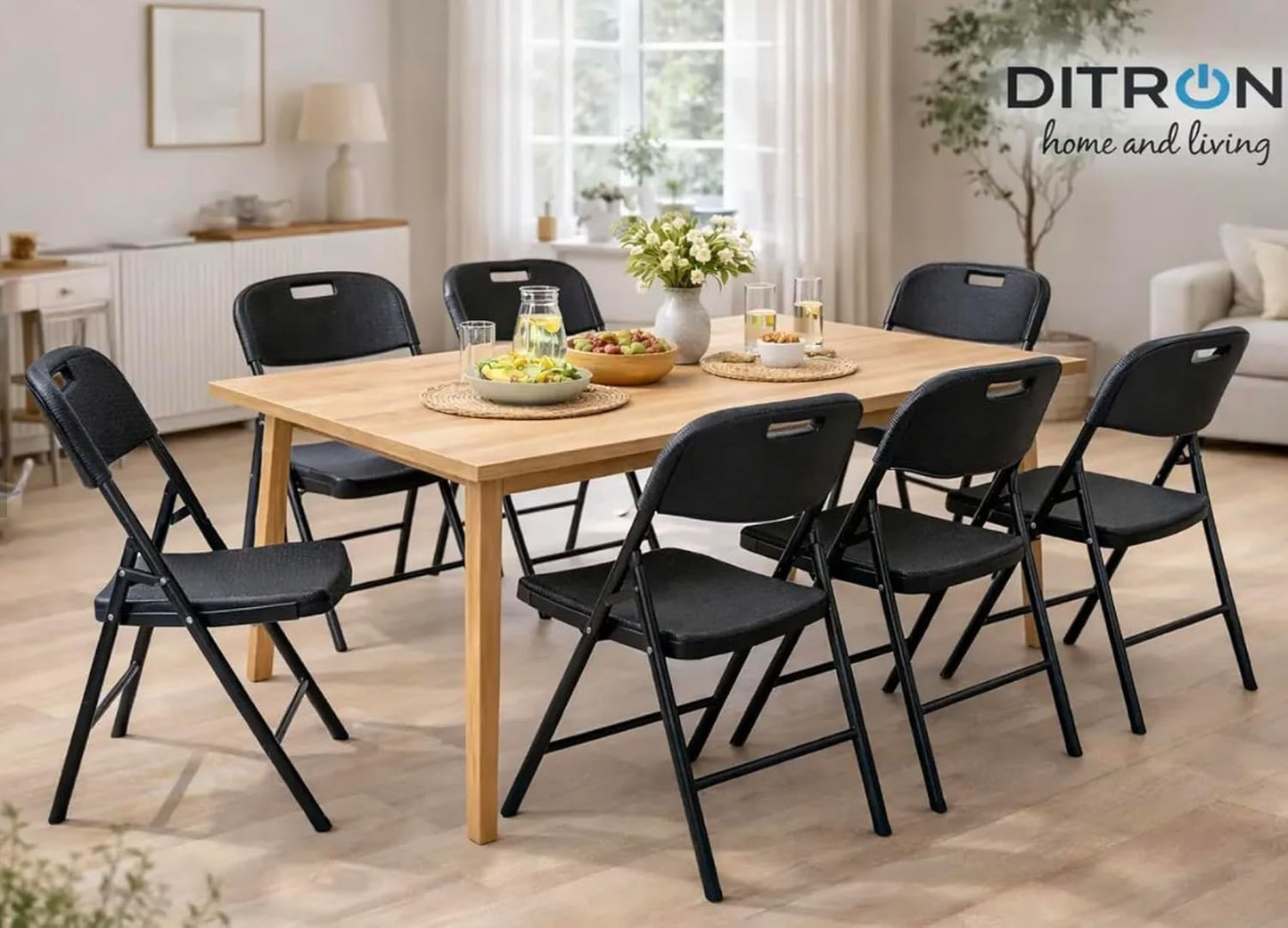 Silla Plegable Diseño Simil Ratán Negro