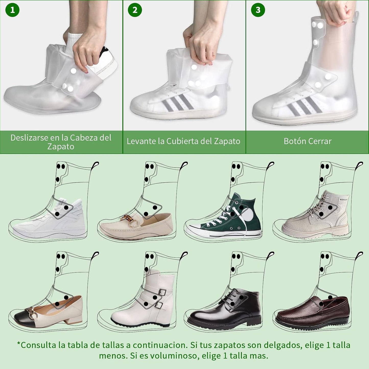 Cubrezapatos Impermeable, Viaje Antideslizante Plegabl de Reutilizable, Barro Ducha de Lluvia Contramedida de Lluvia Apl