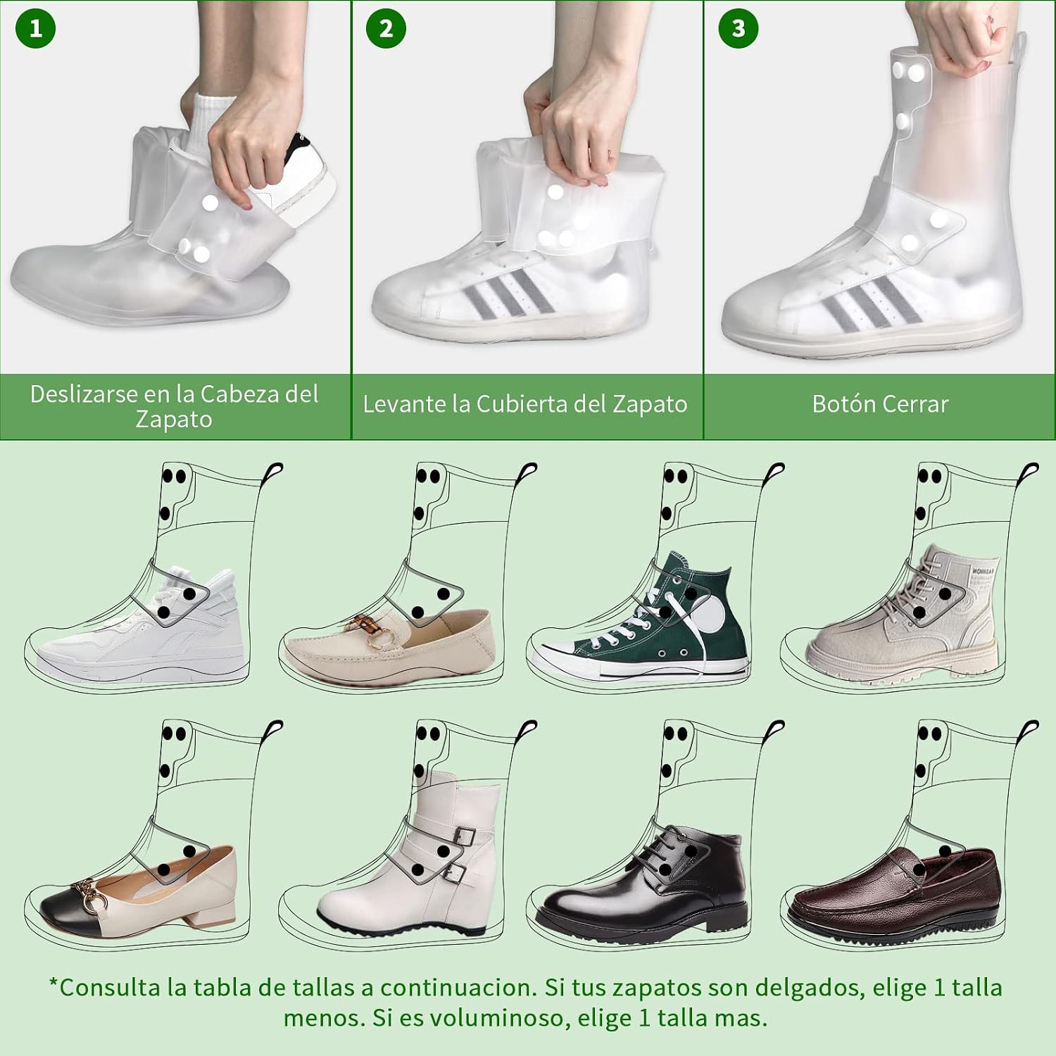 Cubrezapatos Impermeable, Viaje Antideslizante Plegabl de Reutilizable, Barro Ducha de Lluvia Contramedida de Lluvia Apl