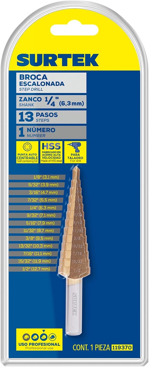 Surtek 119370 Broca escalonada #1 1/8" - 1/2"