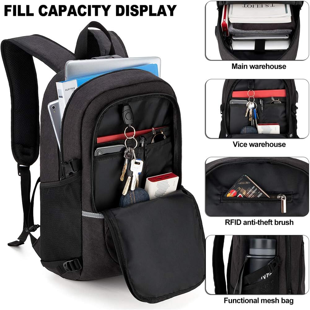 Mochila antirrobo, Mochila Impermeable,DOXUNGOO Mochila para portátil Hombre Mujer Mochila Aire Libre paracon bloqueo y 