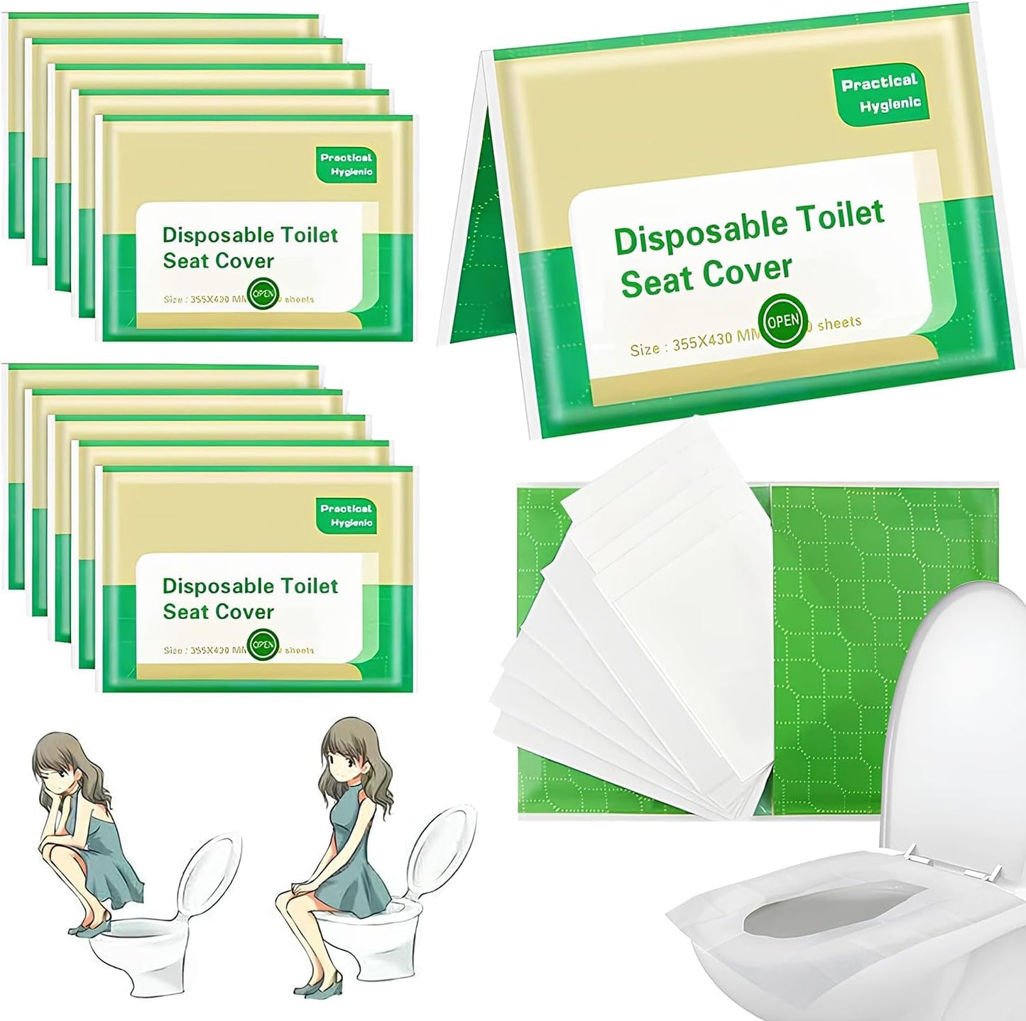 Cubre Asiento Inodoro 100 Piezas, Cubre Asiento Inodoro Desechable de Papel Espeso, Cubre Asiento Inodoro Desechable par