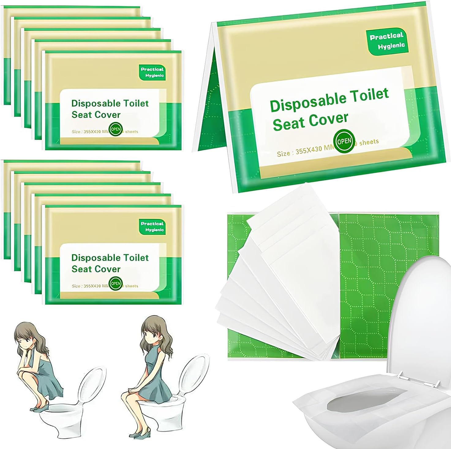 Cubre Asiento Inodoro 100 Piezas, Cubre Asiento Inodoro Desechable de Papel Espeso, Cubre Asiento Inodoro Desechable par