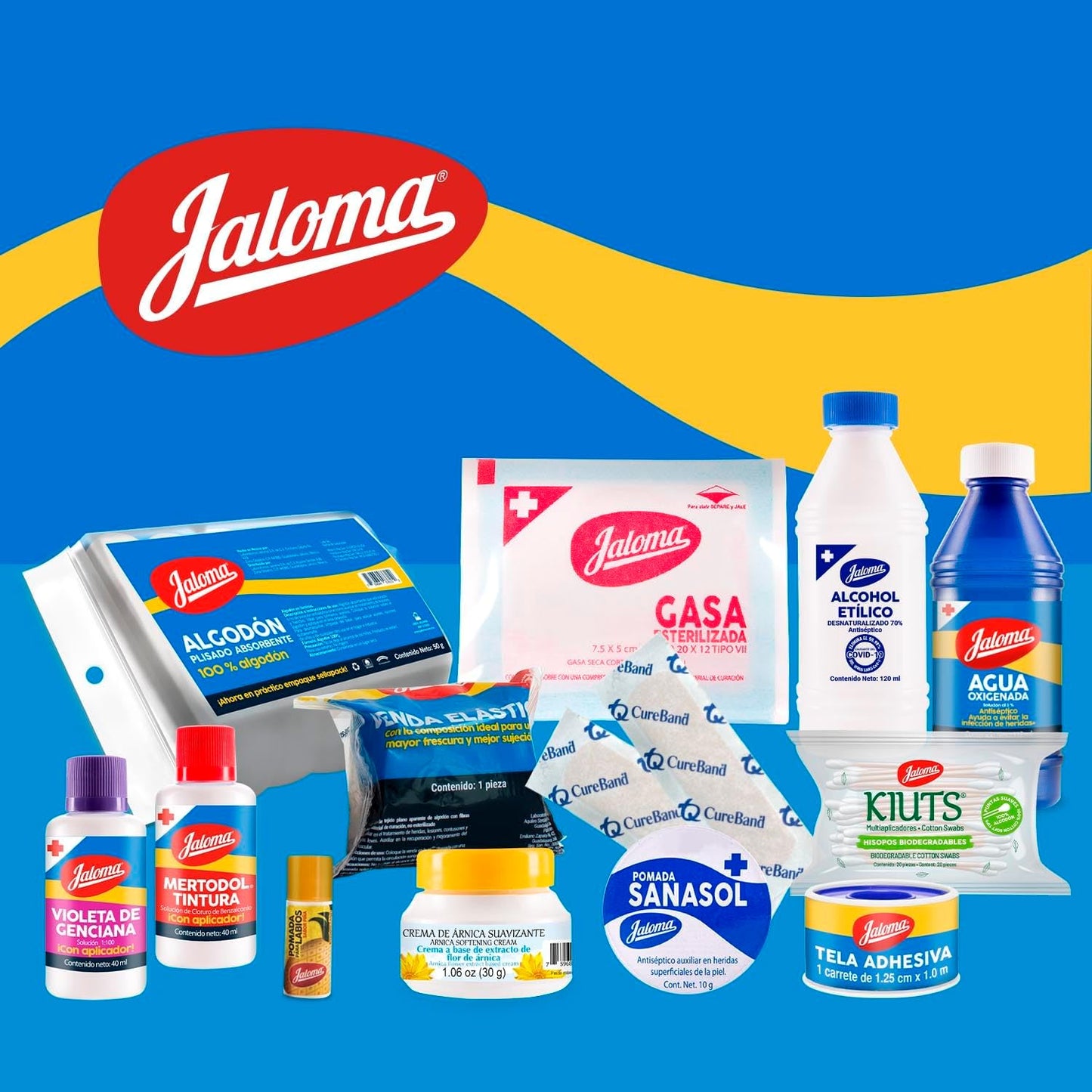 Jaloma | Botiquín de Primeros Auxilios con 22 piezas, Caja Plástica, para el Hogar, Oficina, Automóvil