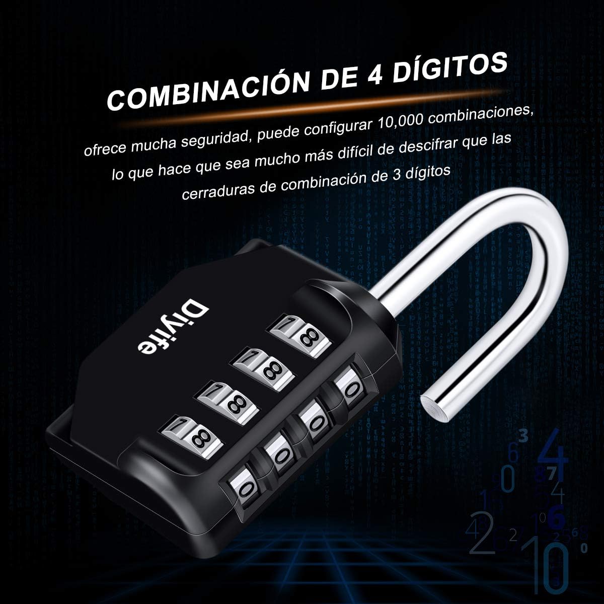 Diyife Candado Locker, Candado Combinaci?n de 4 D?gitos, Negro,1 Pack | Candado por Contraseña Resistentes la Intemperie