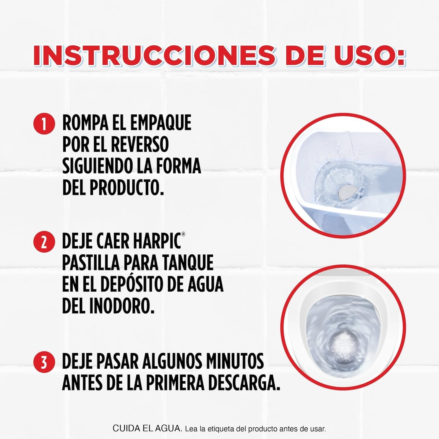 Harpic White & Shine Pastillas Acuaticas con Cloro, 5 piezas