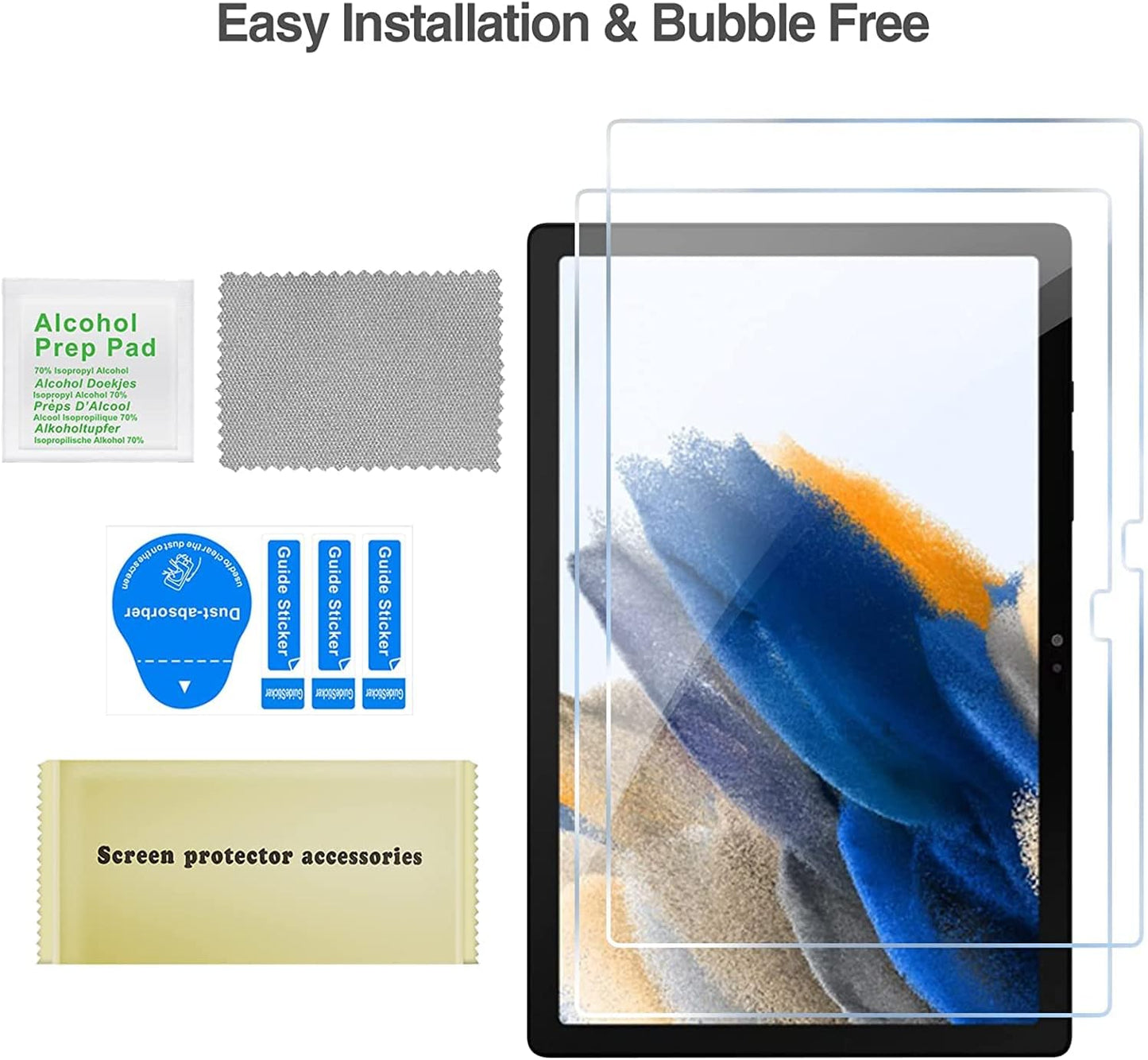 USTIYA Mica para Samsung Galaxy Tab A8 2022 X200 X205 X207 10.5" Screen Protector 2 Pack Transparente Vidrio Cristal Tem