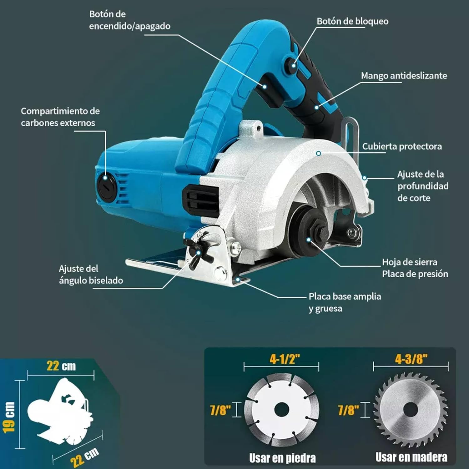 FINYQBET Sierr Circular Cortadora, Pwr 1200W, 12800 RPM,114mm Diámetro de Disco, Cortadora de Mármol y Madera, Mini Sier
