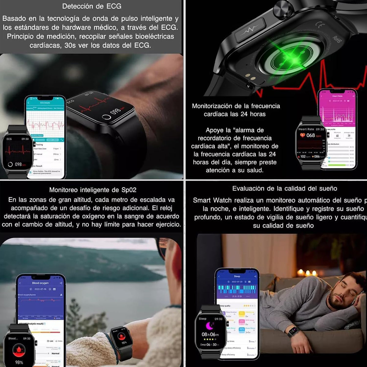 Smartwatch Reloj Inteligente, 1.83" Pulsera Inteligente, Pantalla Táctil Completa Impermeable IP68, con Ritmo Cardíaco S