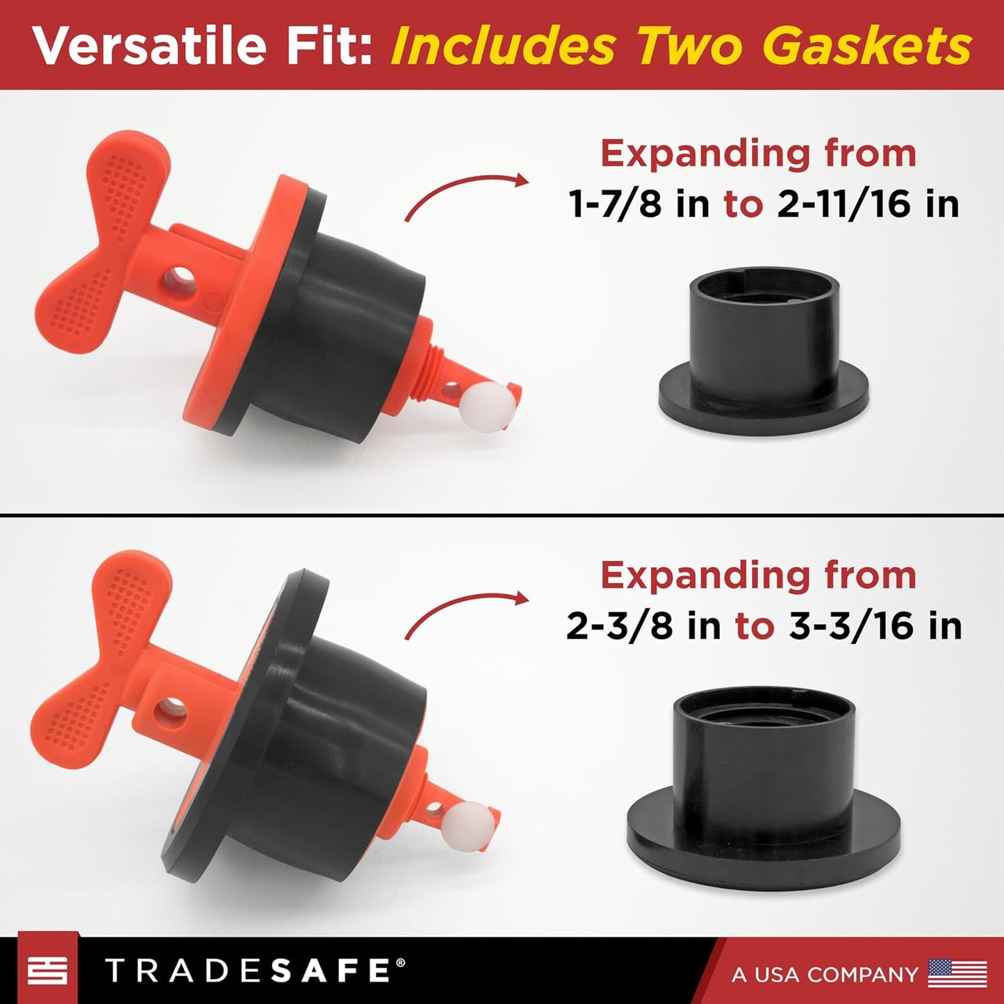 TRADESAFE Dispositivo Bloqueo y Rotulado Tambor LOTO, Tapón Expansión Universal con Tuerca Nylon y Empaque Caucho, Herra