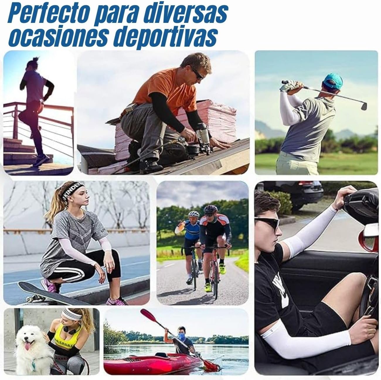 Timotech 4 Pares de Mangas de Protección UV para Brazos, Mangas para Sol Deportivas Fresco y Transpirable, Cubierta de T