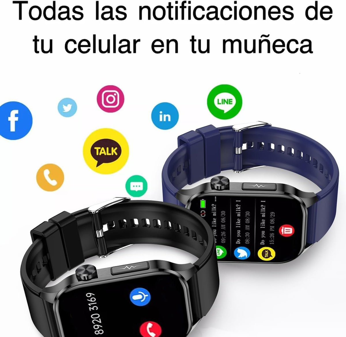 Smartwatch Reloj Inteligente, 1.83" Pulsera Inteligente, Pantalla Táctil Completa Impermeable IP68, con Ritmo Cardíaco S
