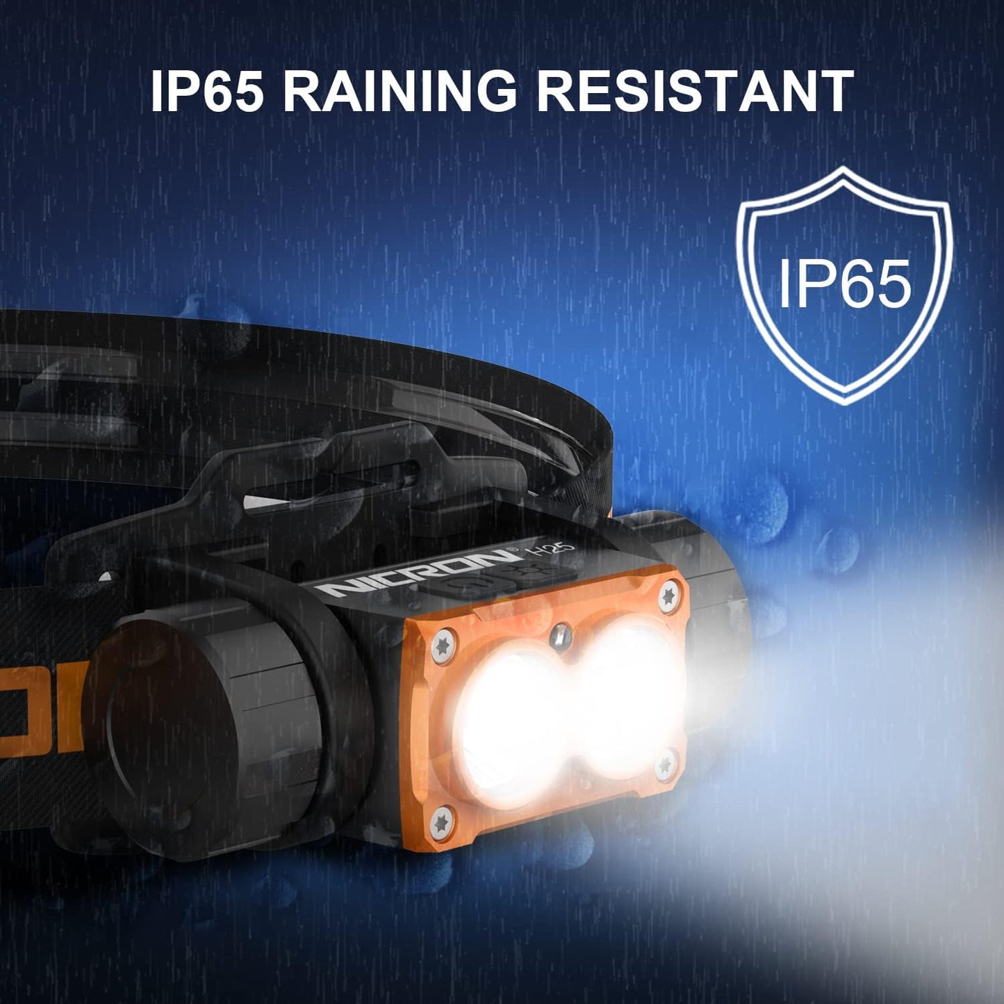 NICRON Linterna Led Recargable por USB para Emergencias Ligera E Impermeable 7 Modos Cinta Ajustable para La Cabeza Adec