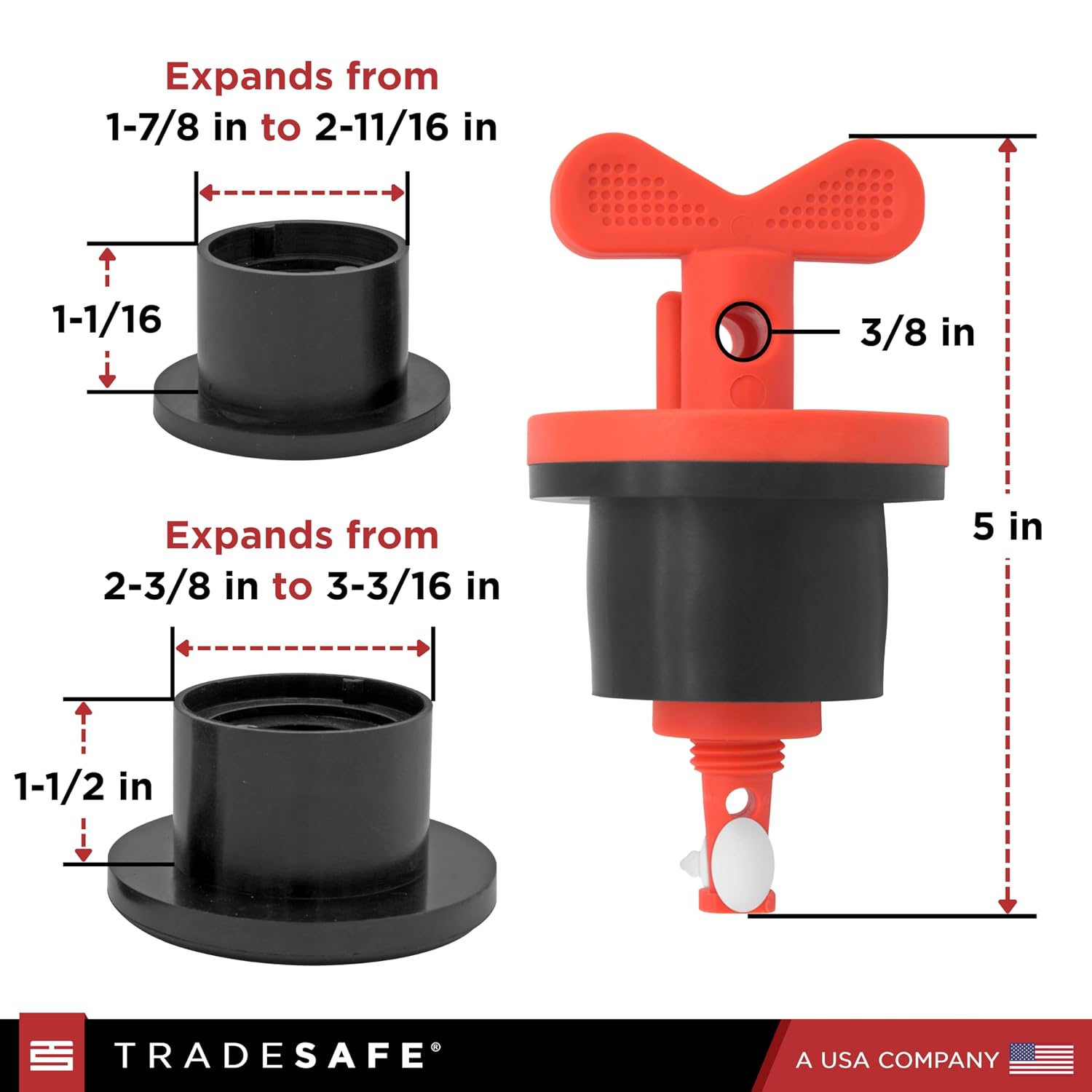 TRADESAFE Dispositivo Bloqueo y Rotulado Tambor LOTO, Tapón Expansión Universal con Tuerca Nylon y Empaque Caucho, Herra