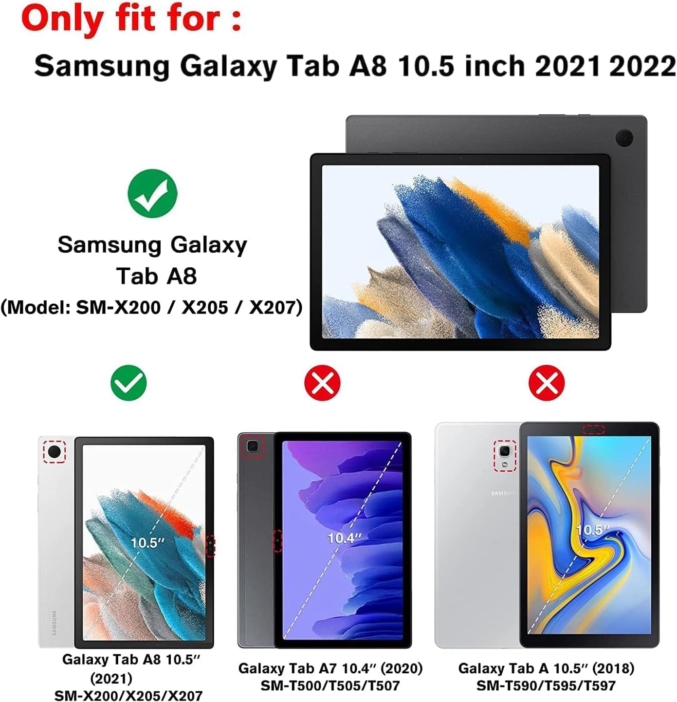USTIYA Funda para Samsung Galaxy Tab A8 2022 Case SM-X200 SM-X205 SM-X207 10.5 Pulgadas Funda Cuero Protectora PC+PU Sma