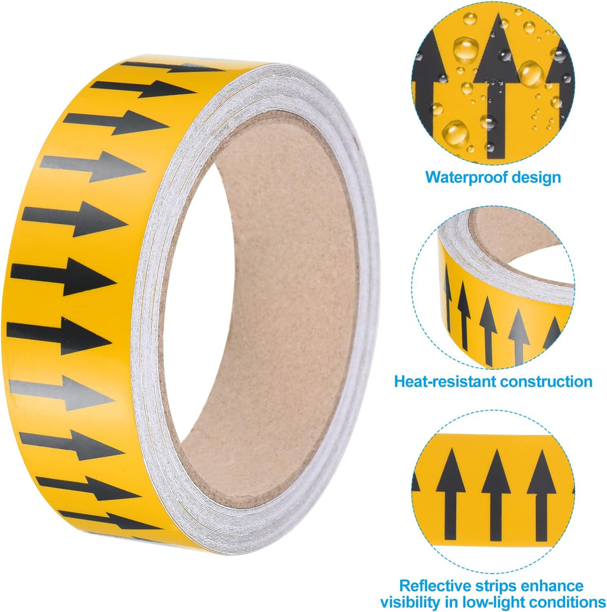 PATIKIL Flujo Flecha Cinta, Polietileno Tubería Marcado Pegatina con Reflectantes Tiras para Tubería Flujo Direccional I