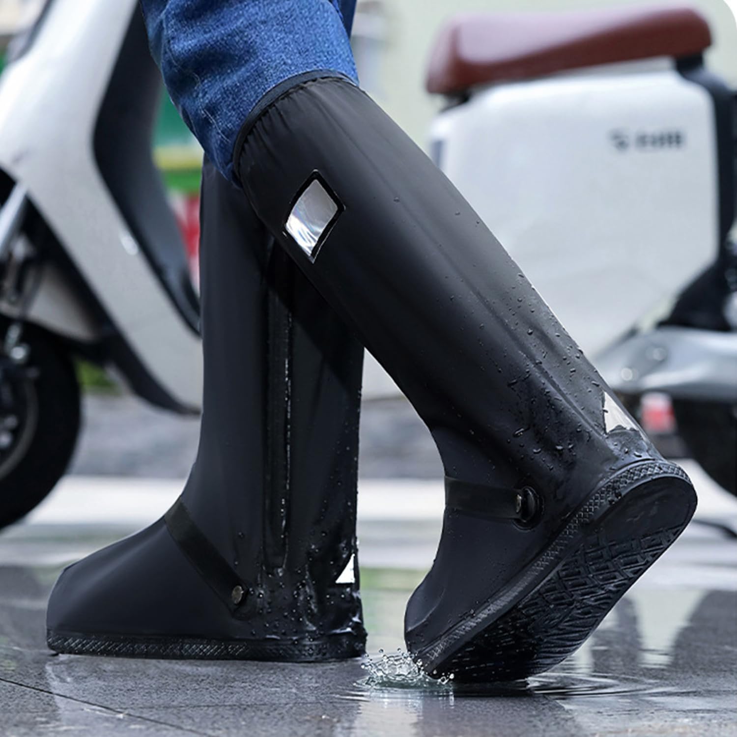 TOPONE Botas para Lluvia, Protector de Zapatos Impermeable para Hombre y Mujer, Cubrebotas con Tira Reflectante y Cremal