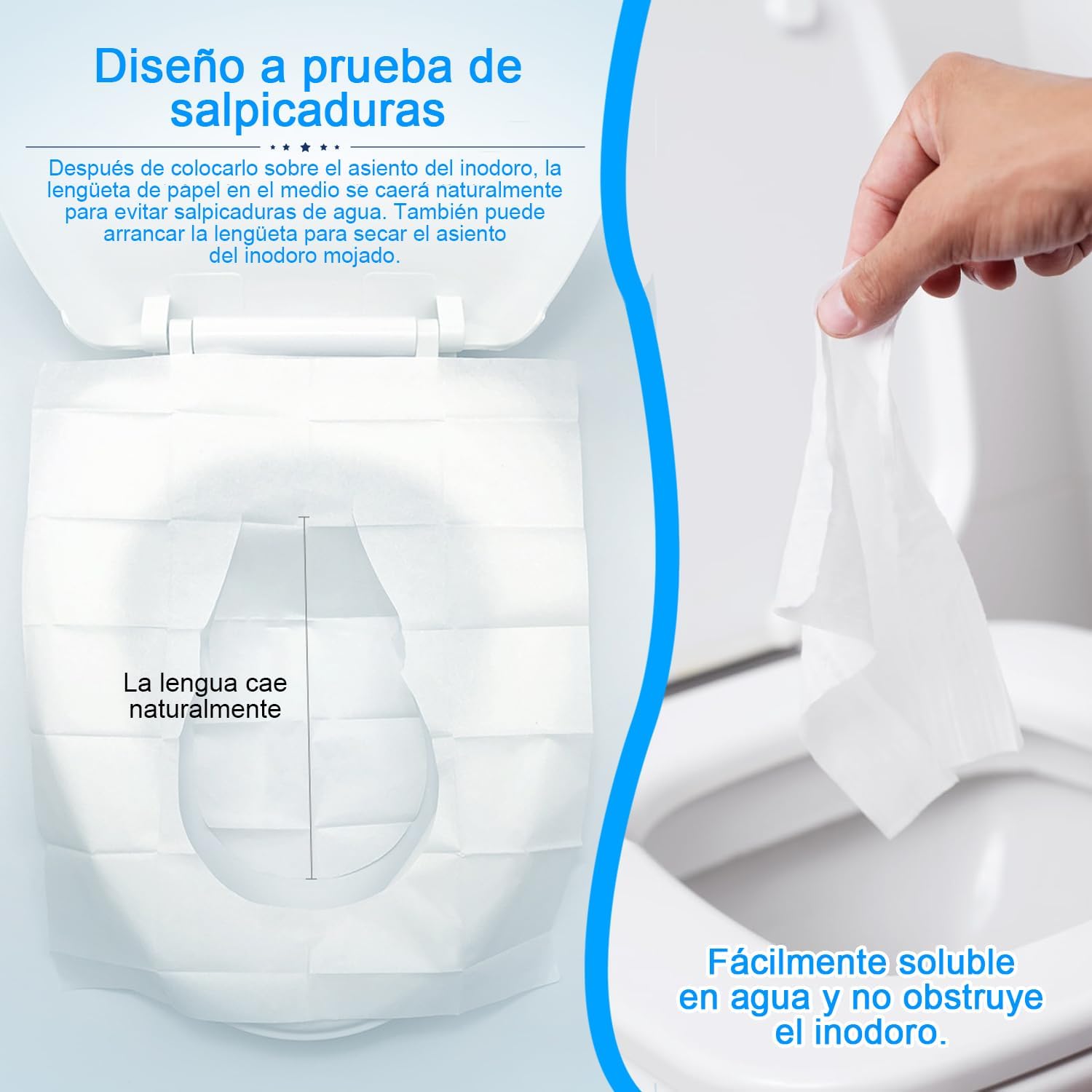 100 Piezas Fundas Desechables para Asiento de Inodoro, Cubierta de Asiento de Inodoro de Papel, Cubierta de Asiento de I