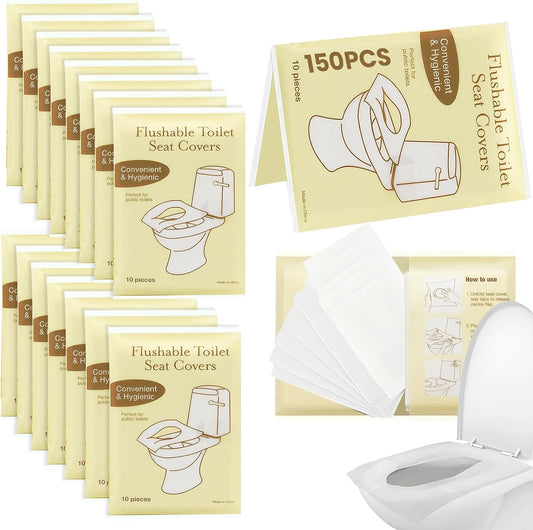 Fundas Desechables para Asiento de Inodoro 150 Pcs, Cubre Asiento Inodoro Desechable de Papel Espeso, Cubre Asiento Inod