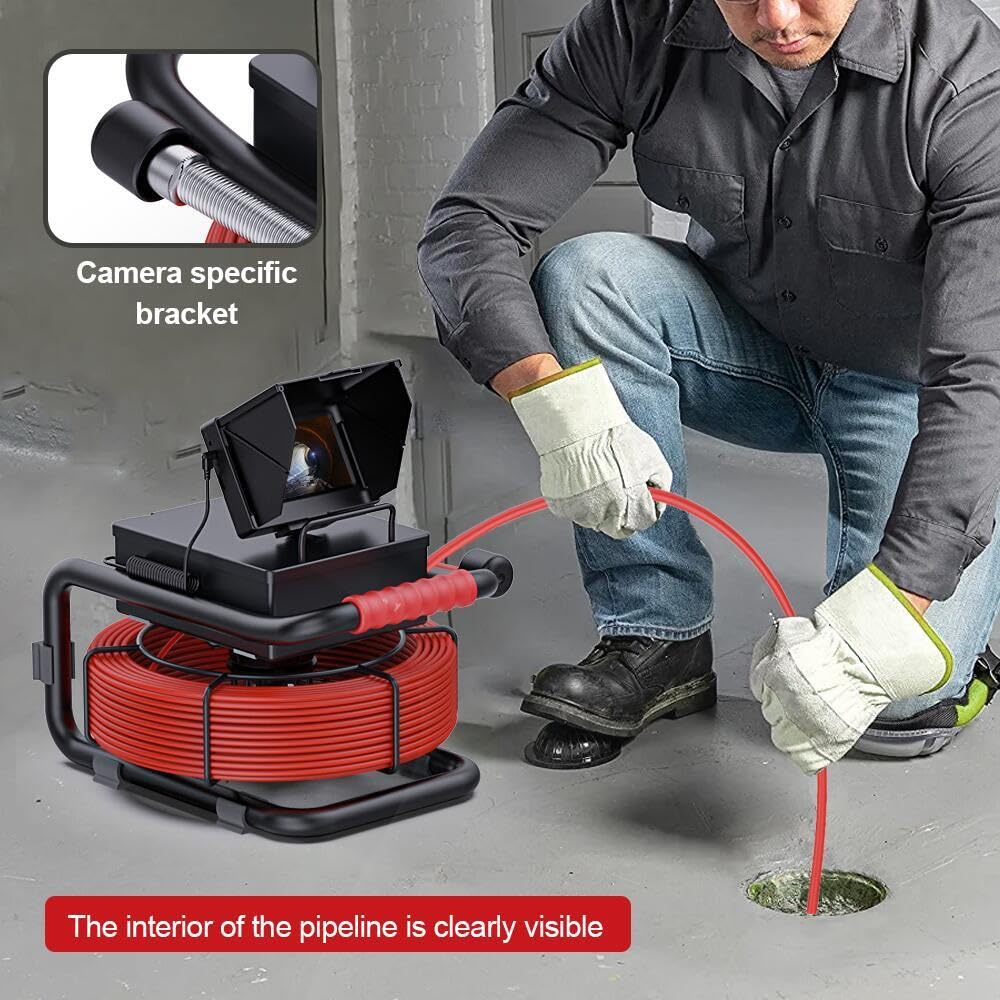 Cámara de Alcantarillado 30m/100ft 4.3" Cámara de Inspección de Tuberías con DVR de 16G, Boroscopio Impermeable IP68 con