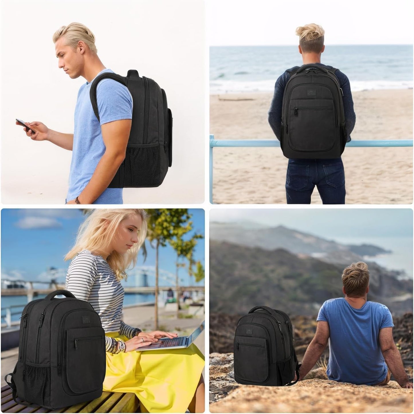 MATEIN Mochila de Viaje para Hombre y Mujer, Mochila Antirrobo de Uso Rudo, Compartimento para Laptop de 15.6 Pulgadas, 