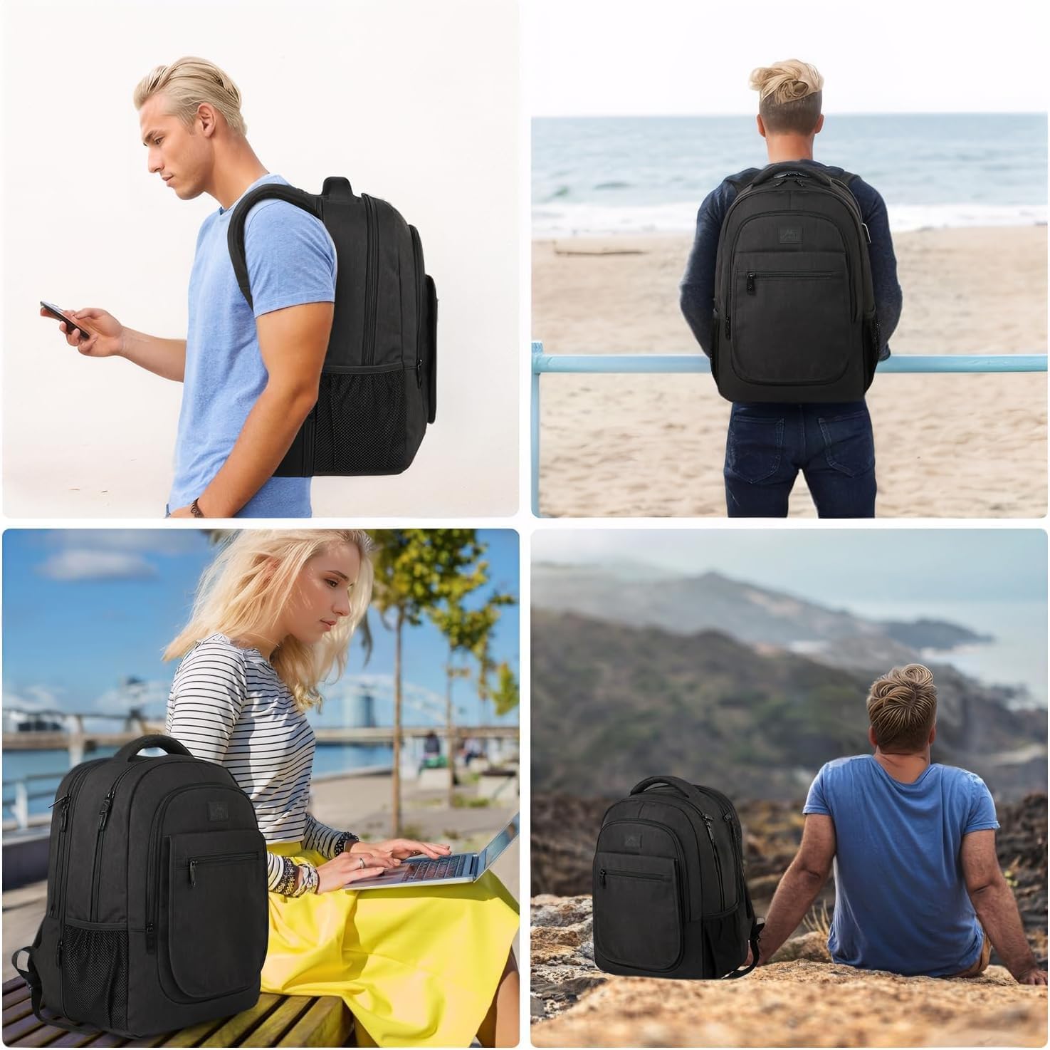 MATEIN Mochila de Viaje para Hombre y Mujer, Mochila Antirrobo de Uso Rudo, Compartimento para Laptop de 15.6 Pulgadas, 