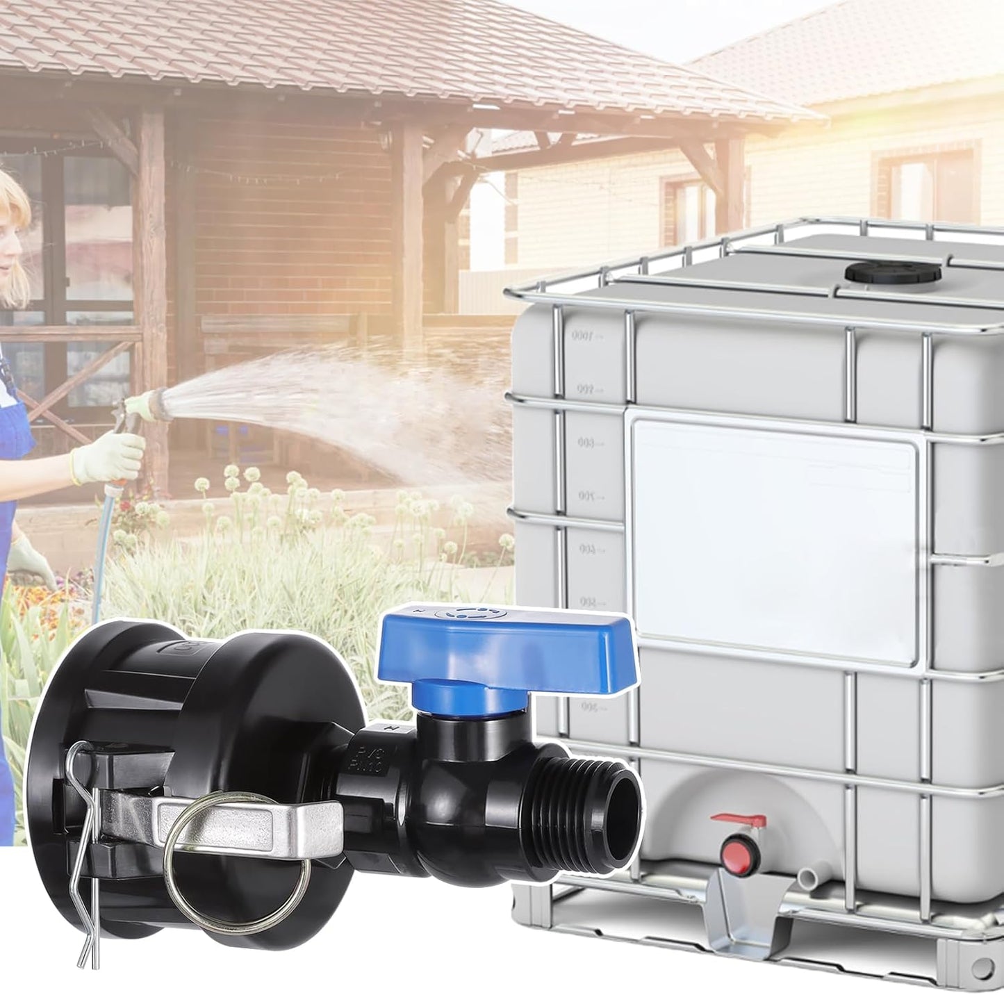 Adaptador de Manguera para Contenedor IBC, Adaptador Cam Lock de 2" para Tanque Contenedor IBC de 275-330 Galones con Co