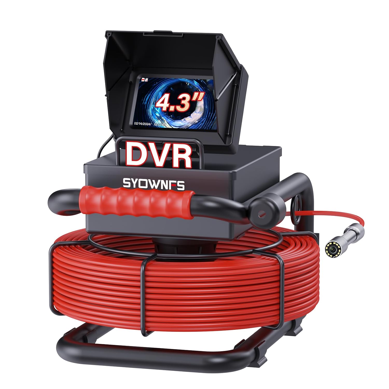 Cámara de Alcantarillado 30m/100ft 4.3" Cámara de Inspección de Tuberías con DVR de 16G, Boroscopio Impermeable IP68 con